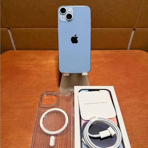 Apple iPhone in Sky Blue with Accessories